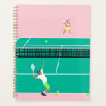 Modern Art Tennis Match Player Pink Green Planner<br><div class="desc">Modern tennis match illustration of a two tennis players on a pastel pink and green tennis court. Summer abstract classic preppy tennis illustration design. Modern trendy tennis gifts for him and her. Personalized Gift for a tennis player. Trendy tennis theme players home decor. Trendy modern tennis themed player gifts. Cool...</div>