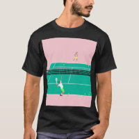 Modern Art Tennis Match Player Pink Green