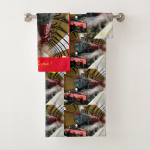 Modern Art Train Picture Family Popular Best Bath Towel Set