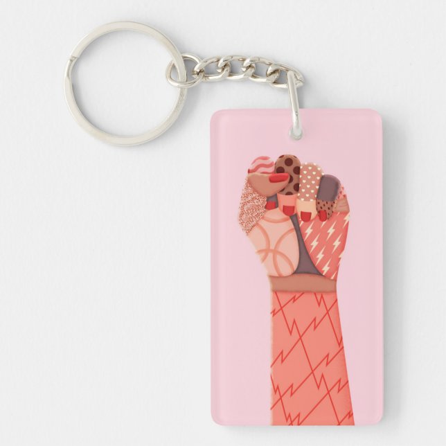 Modern Art Womens Protest Keychain (Front)