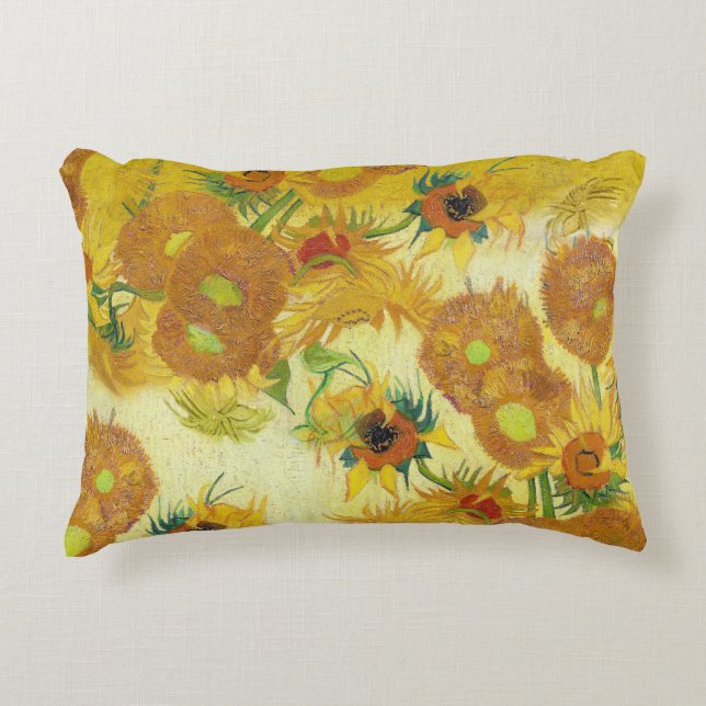 Modern Art Yellow Orange Sunflowers Oil Painting Accent Pillow (Front)