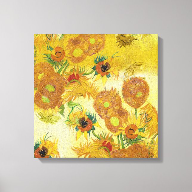 Modern Art Yellow Orange Sunflowers Oil Painting Canvas Print (Front)