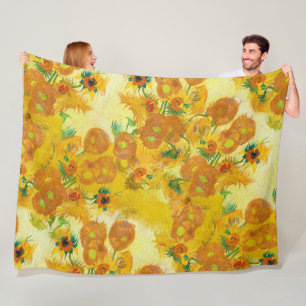 Modern Art Yellow Orange Sunflowers Oil Painting Fleece Blanket