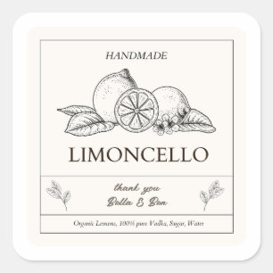 Modern Artisan Lemon Wedding Limoncello Bottle  Square Sticker