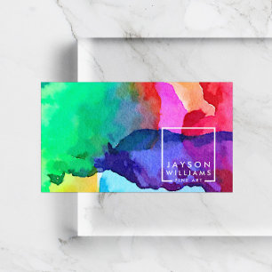 Modern Artist Gallery Square Logo with Your Image Business Card