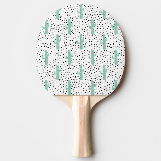 Modern Artistic Abstract Cactus and Triangles Ping Pong Paddle (Front)