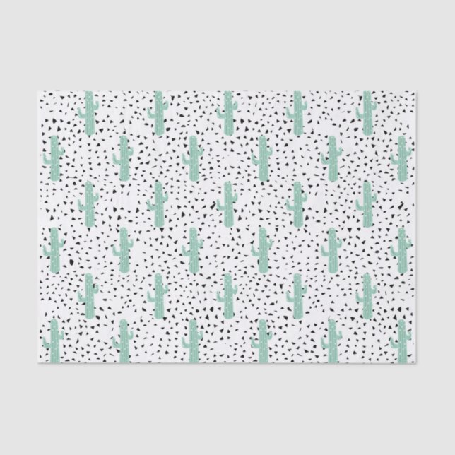 Modern Artistic Abstract Cactus and Triangles Tissue Paper (Front)