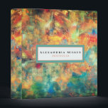 Modern Artistic Abstract | Name & Subject Binder<br><div class="desc">Modern professional portfolio binder features an artistic watercolor brushstroke design in a multicolored palette. Custom name and subject presented in a complimentary frame with turquoise and orange accents. Shown with a custom name and portfolio subject in modern typography, this personalized binder is designed with custom text. You can customize by...</div>