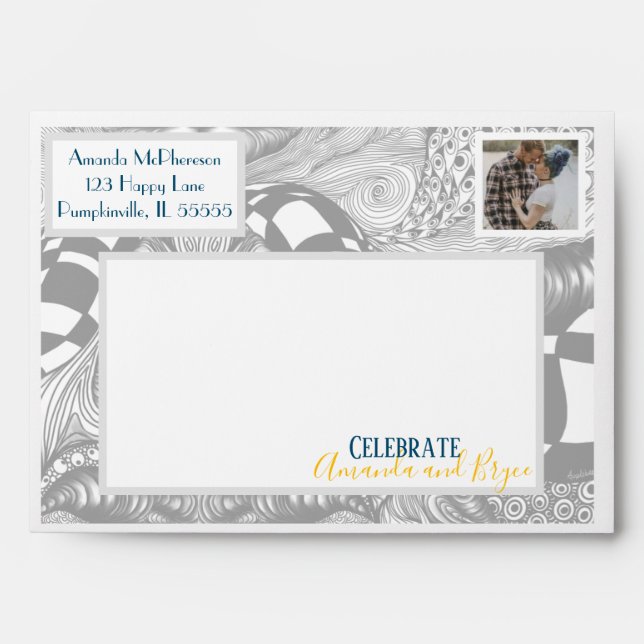Modern artistic black and white line design envelope (Front)