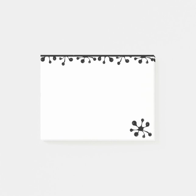 Modern artistic black splash on white post-it notes (Front)