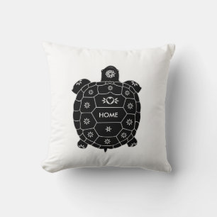 Modern Artistic Black Tortoise on White Throw Pillow