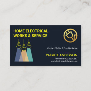 Modern Artistic Colourful Light Bulbs Electrician Business Card