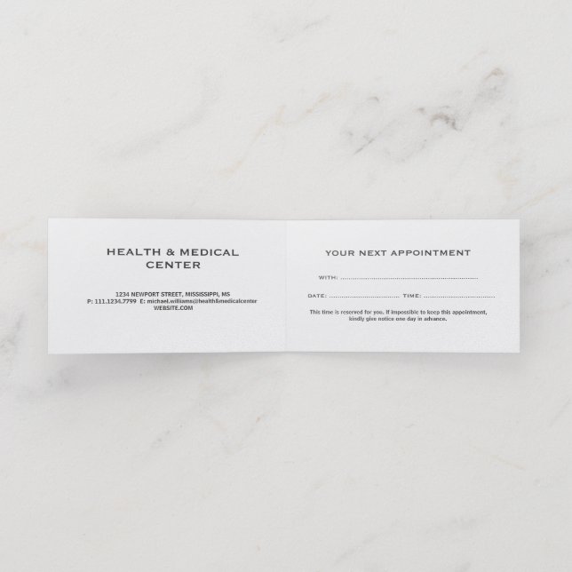Modern Artistic Grey Black Monogram Appointment Card (Inside Unfolded)