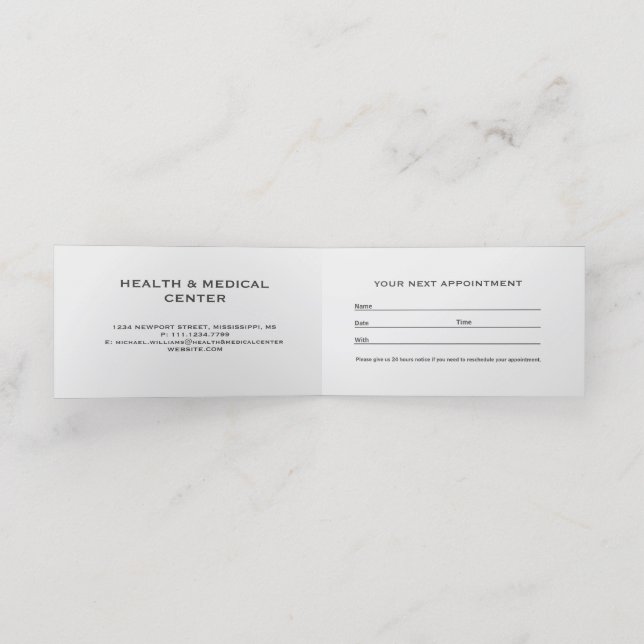 Modern Artistic Grey Black Monogram Appointment Card (Inside Unfolded)