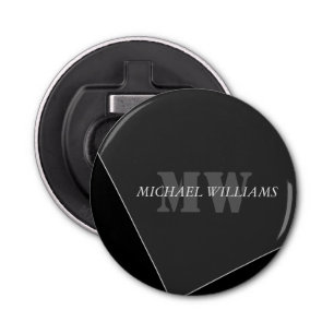 Modern Artistic Grey Black Monogram Bottle Opener