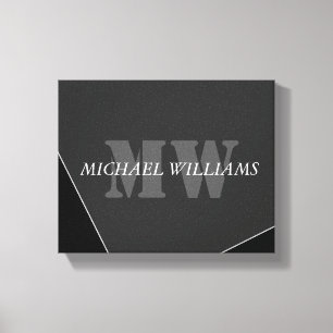 Modern Artistic Grey Black Monogram Canvas Print
