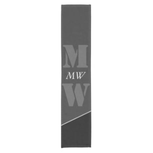Modern Artistic Grey Black Monogram Short Table Runner