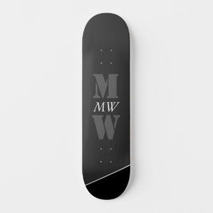 Modern Artistic Grey Black Monogram Skateboard
