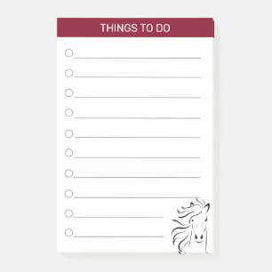 Modern artistic horse in burgundy & white post-it notes