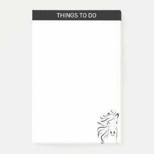 Modern artistic horse silhouette in black & white post-it notes