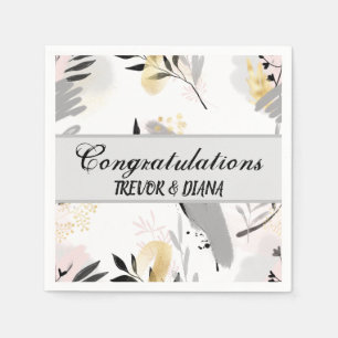 Modern Artistic Leaves Personalized Napkin