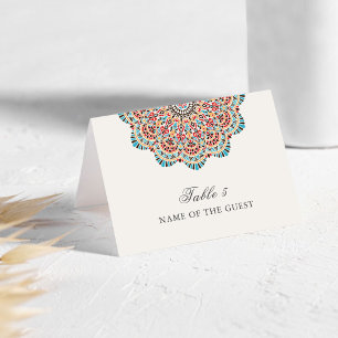Modern Artistic Motif Mandala Wedding Place Card