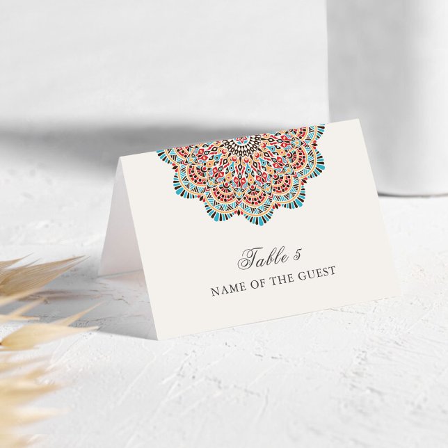Modern Artistic Motif Mandala Wedding Place Card (Creator Uploaded)