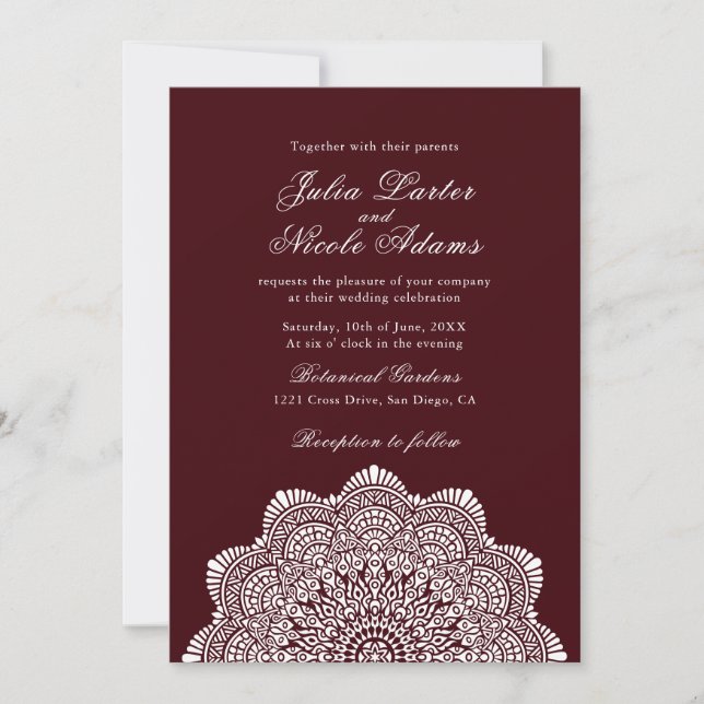 Modern Artistic Motif Style Mandala Wedding Invitation (Front)
