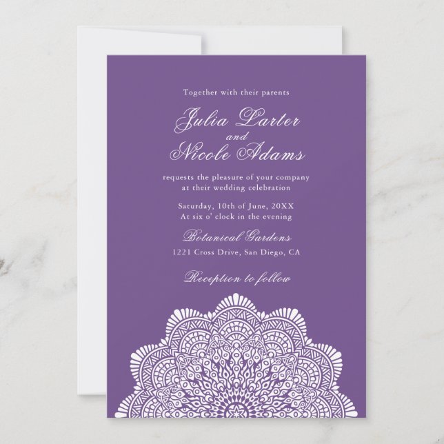 Modern Artistic Motif Style Mandala Wedding Invitation (Front)
