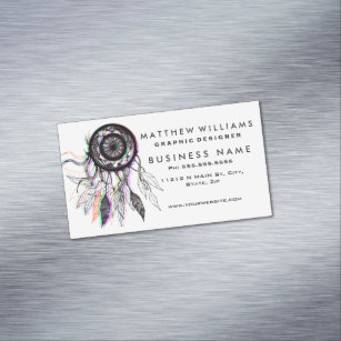 Modern Artistic Native American Dreamcatcher Magnetic Business Card