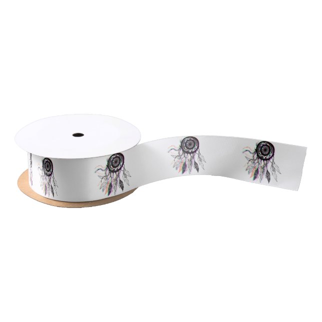 Modern Artistic Native American Dreamcatcher Satin Ribbon (Spool)