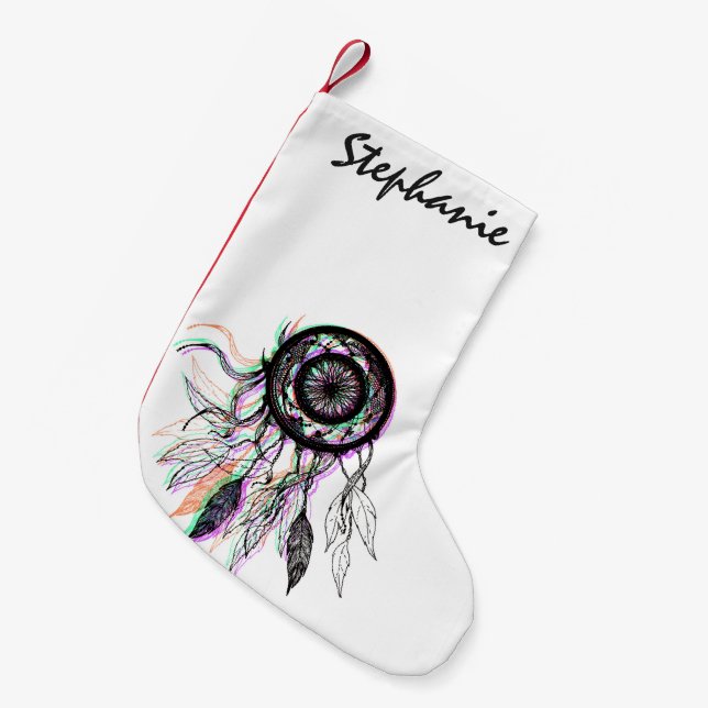Modern Artistic Native American Dreamcatcher Small Christmas Stocking (Front (Hanging))