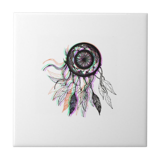 Modern Artistic Native American Dreamcatcher Tile (Front)