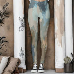 Modern artistic nature colours organic shapes  leggings<br><div class="desc">This abstract artistic design was inspired from one of my own paintings. The interventions applied to the hand painted landscape transformed it into a new and modern style with organic shapes. The colour scheme is natural , with refined exquisite tones of blue,  beiges,  grey,  brown</div>