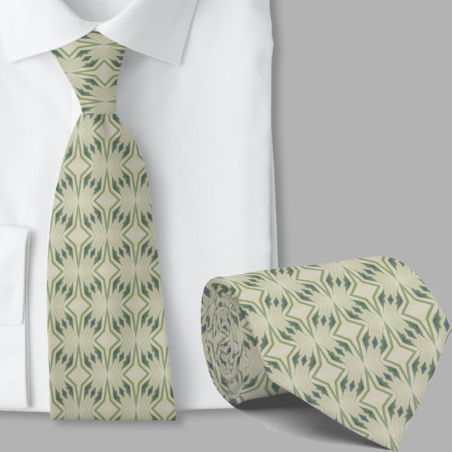 Modern Artistic Sage Green Pattern Necktie (Creator Uploaded)