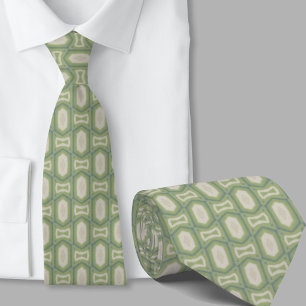 Modern Artistic Sage Green Pattern Necktie