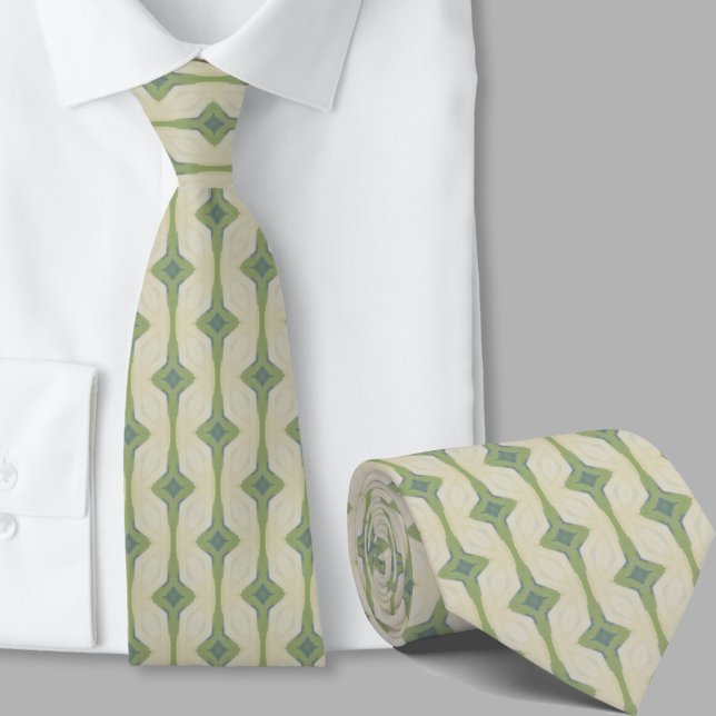 Modern Artistic Sage Green Pattern Necktie (Creator Uploaded)
