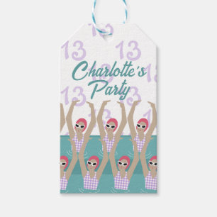 Modern Artistic Swimmers 13th Birthday Party Gift Tags