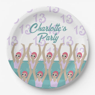 Modern Artistic Swimmers 13th Birthday Party Paper Plate