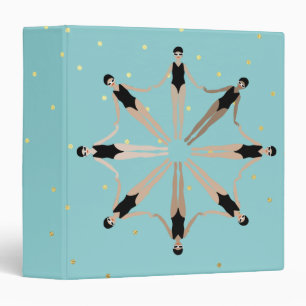 Modern Artistic Synchronized Swimmers Gold Dots  Binder