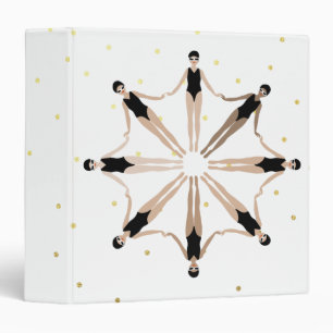 Modern Artistic Synchronized Swimmers Gold Dots   Binder