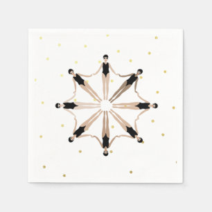 Modern Artistic Synchronized Swimmers Gold Dots  Napkin