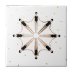 Modern Artistic Synchronized Swimmers Gold Dots   Tile<br><div class="desc">Featuring a cool modern illustration of synchronized women artistic swimmers in a pool. Artistic swimmers gift design in trendy minimalist colours. Cool swim team gift. synchronized swimming team gifts, synchronised swimming team coach gift. Artistic swimmers girl team gifts ideas. Artistic swimming home decor, stationery, and more, please see more in...</div>