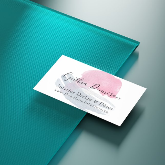 Modern Artistic Watercolor Splash QR Code Business Card (Creator Uploaded)