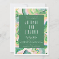 Modern Artsy Abstract Green Watercolor Wedding