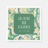 Modern Artsy Abstract Green Watercolor Wedding