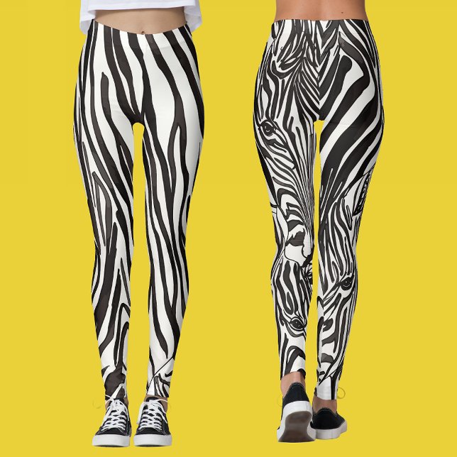 Modern Artsy Black And White Zebra Stripes Leggings (Creator Uploaded)