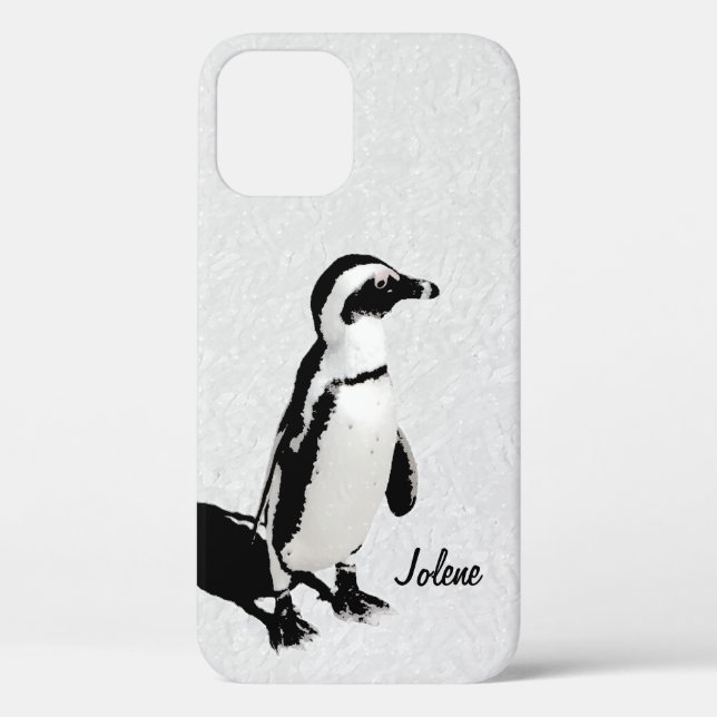 Modern Artsy Black White Penguin Case-Mate iPhone Case (Back)
