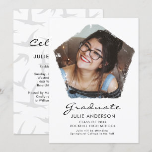 Modern Artsy Cut-out Graduation Party Invite