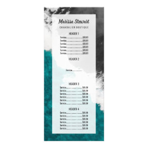 Modern Artsy Teal Blue Black Ocean Beach Waves Rack Card